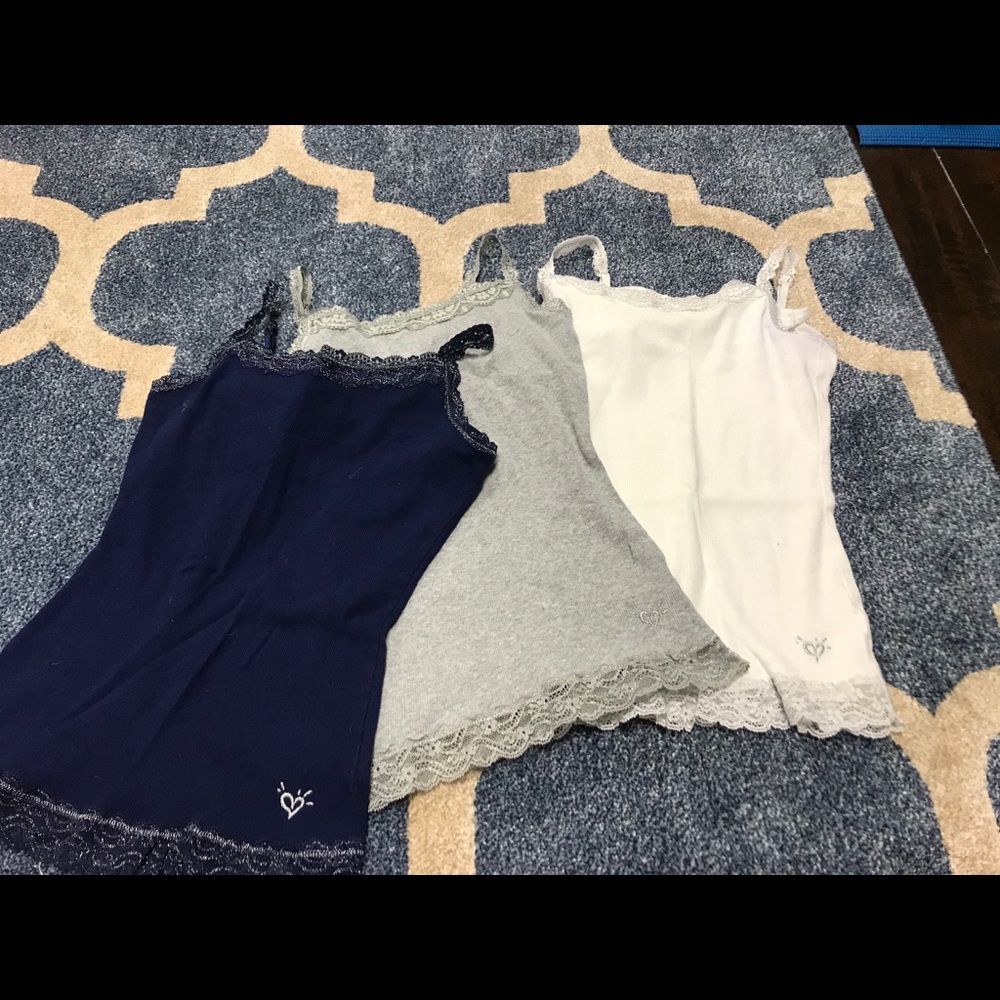 Set of 3 justice lace cami tank tops